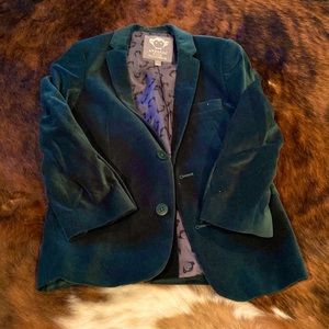 Boys blazer velvet forest green size 7